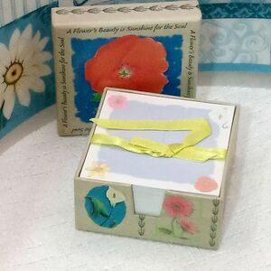 Paper Notes Box Desk Set Floral Art Sheets Poppy Calla Lilly Daisies Dona Turner